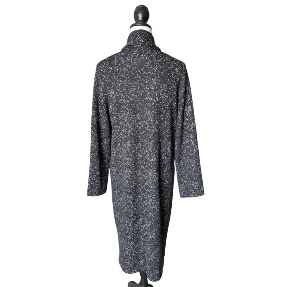 J Jill Black White Wool Blend Button Duster Cardigan Sweater Size Small Speckled - Picture 2 of 6